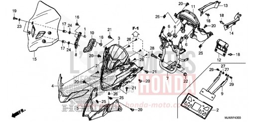 COUVERCLE SUPERIEUR/PARE-BRISE CB500XAJ de 2018